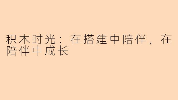 积木时光：在搭建中陪伴，在陪伴中成长