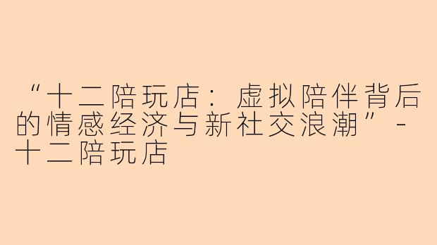 “十二陪玩店：虚拟陪伴背后的情感经济与新社交浪潮”-十二陪玩店