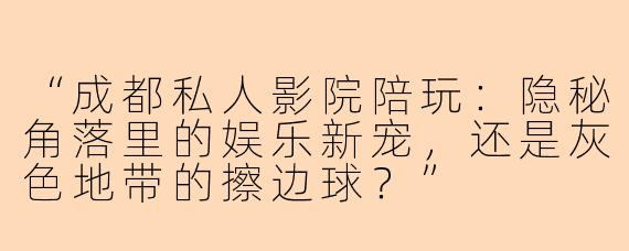 “成都私人影院陪玩：隐秘角落里的娱乐新宠，还是灰色地带的擦边球？”