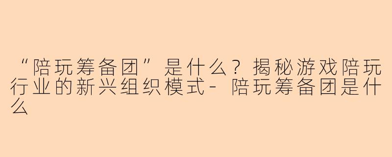 “陪玩筹备团”是什么？揭秘游戏陪玩行业的新兴组织模式-陪玩筹备团是什么