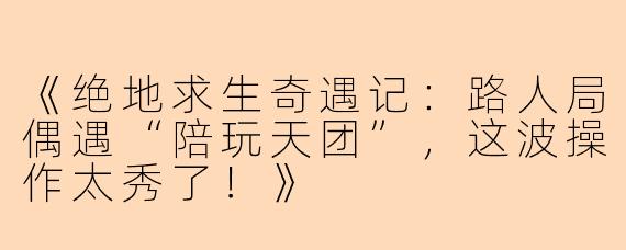 《绝地求生奇遇记：路人局偶遇“陪玩天团”，这波操作太秀了！》