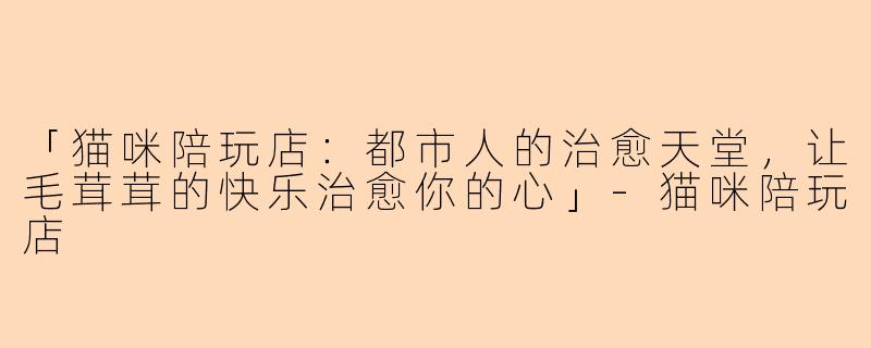 「猫咪陪玩店：都市人的治愈天堂，让毛茸茸的快乐治愈你的心」-猫咪陪玩店