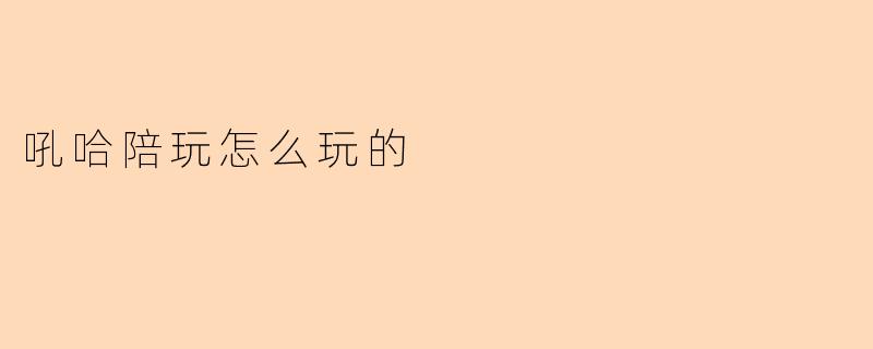 吼哈陪玩怎么玩的