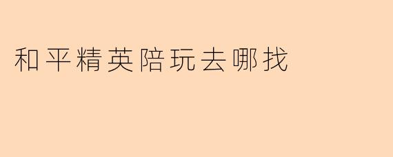 和平精英陪玩去哪找