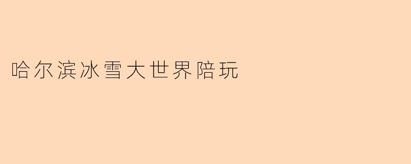 哈尔滨冰雪大世界陪玩