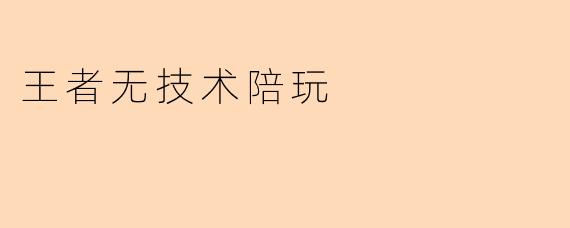 王者无技术陪玩