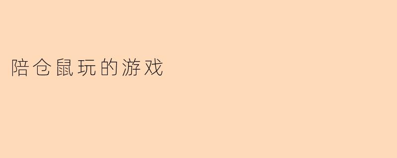陪仓鼠玩的游戏