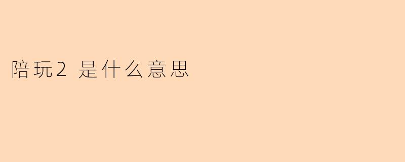 陪玩2是什么意思