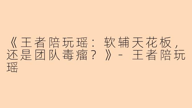 《王者陪玩瑶:软辅天花板,还是团队毒瘤?》