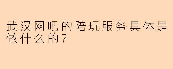武汉网吧的陪玩服务具体是做什么的？
