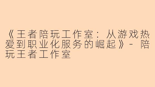 《王者陪玩工作室:从游戏热爱到职业化服务的崛起》