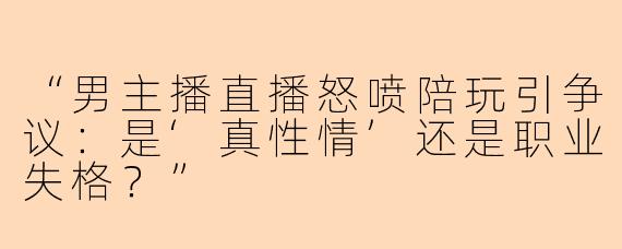 “男主播直播怒喷陪玩引争议：是‘真性情’还是职业失格？”