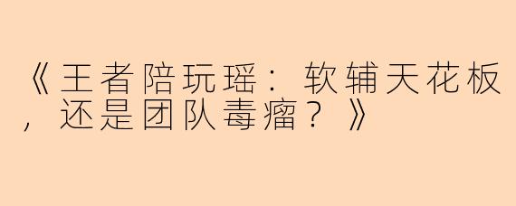 《王者陪玩瑶：软辅天花板，还是团队毒瘤？》