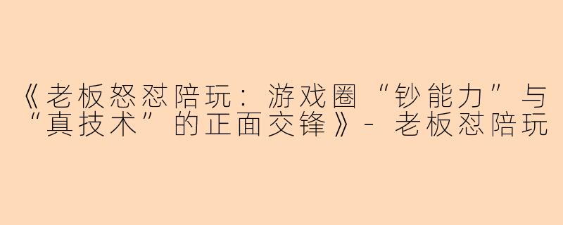 《老板怒怼陪玩：游戏圈“钞能力”与“真技术”的正面交锋》-老板怼陪玩