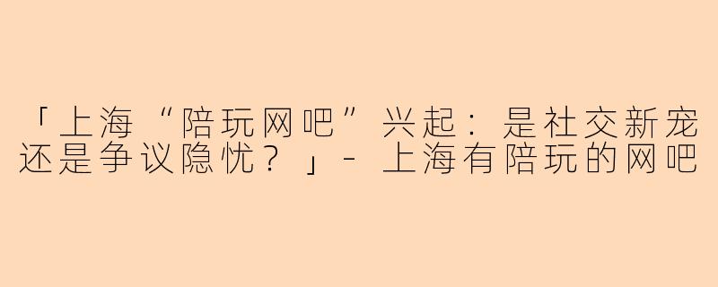 「上海“陪玩网吧”兴起：是社交新宠还是争议隐忧？」-上海有陪玩的网吧