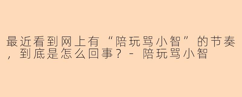 最近看到网上有“陪玩骂小智”的节奏，到底是怎么回事？-陪玩骂小智