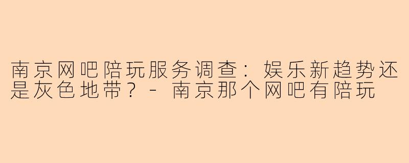 南京网吧陪玩服务调查：娱乐新趋势还是灰色地带？-南京那个网吧有陪玩