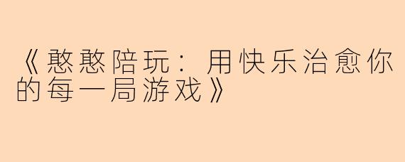 《憨憨陪玩：用快乐治愈你的每一局游戏》