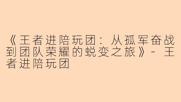 《王者进陪玩团：从孤军奋战到团队荣耀的蜕变之旅》-王者进陪玩团