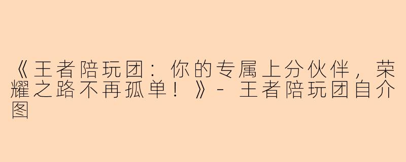 《王者陪玩团：你的专属上分伙伴，荣耀之路不再孤单！》-王者陪玩团自介图
