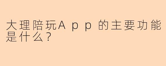 大理陪玩App的主要功能是什么？