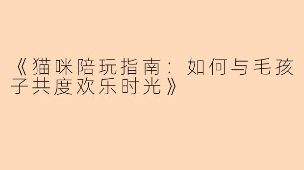 《猫咪陪玩指南：如何与毛孩子共度欢乐时光》
