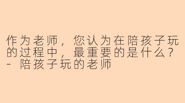 作为老师，您认为在陪孩子玩的过程中，最重要的是什么？-陪孩子玩的老师