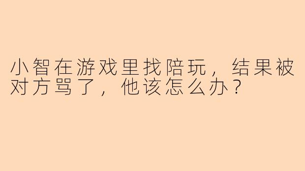 小智在游戏里找陪玩，结果被对方骂了，他该怎么办？