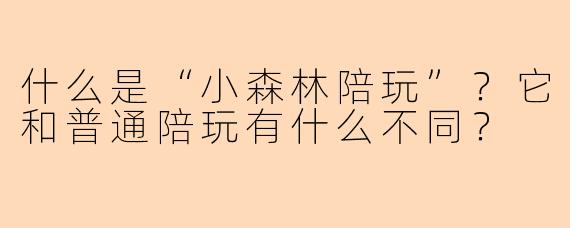 什么是“小森林陪玩”？它和普通陪玩有什么不同？