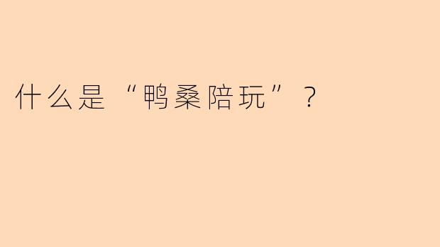 什么是“鸭桑陪玩”？