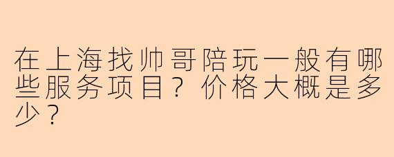 在上海找帅哥陪玩一般有哪些服务项目？价格大概是多少？