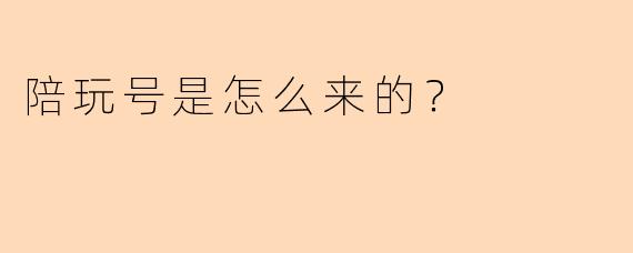 陪玩号是怎么来的？