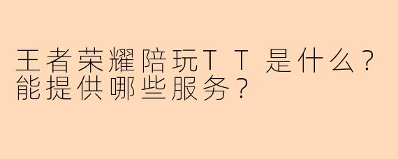 王者荣耀陪玩TT是什么？能提供哪些服务？