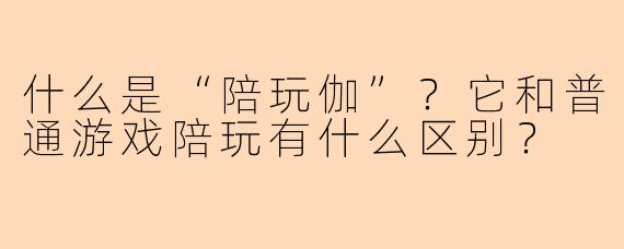 什么是“陪玩伽”?它和普通游戏陪玩有什么区别?