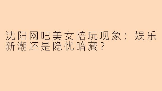 沈阳网吧美女陪玩现象：娱乐新潮还是隐忧暗藏？
