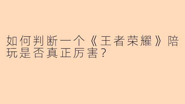 如何判断一个《王者荣耀》陪玩是否真正厉害？