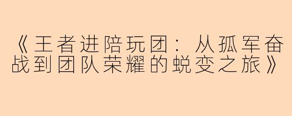 《王者进陪玩团：从孤军奋战到团队荣耀的蜕变之旅》