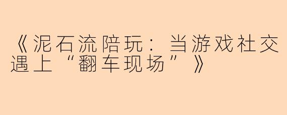 《泥石流陪玩：当游戏社交遇上“翻车现场”》