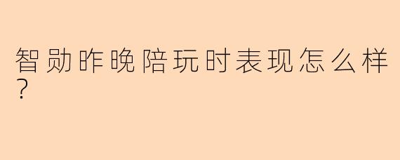 智勋昨晚陪玩时表现怎么样？