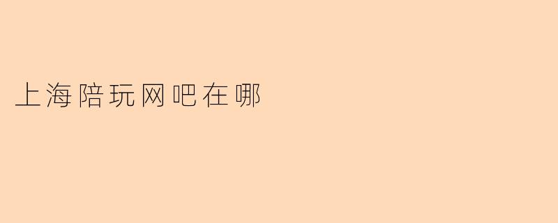 上海陪玩网吧在哪