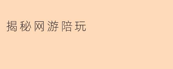 揭秘网游陪玩