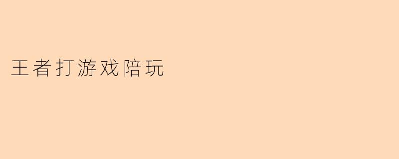 王者打游戏陪玩