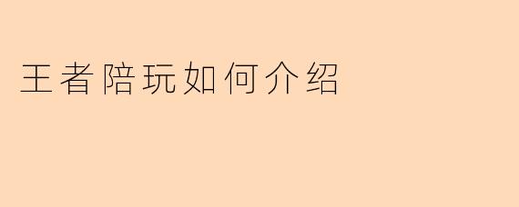 王者陪玩如何介绍
