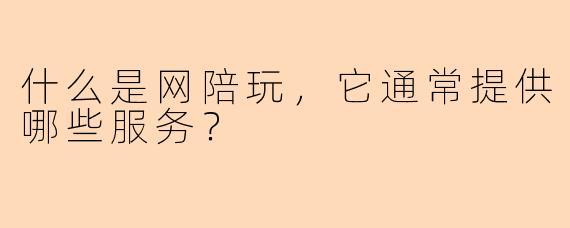 什么是网陪玩，它通常提供哪些服务？