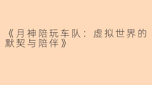 《月神陪玩车队：虚拟世界的默契与陪伴》