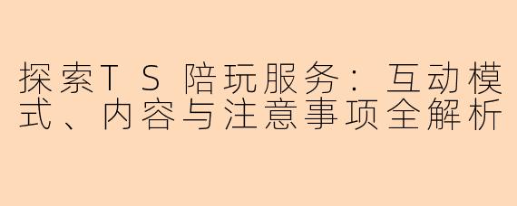 探索TS陪玩服务：互动模式、内容与注意事项全解析