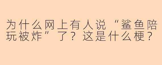 为什么网上有人说“鲨鱼陪玩被炸”了？这是什么梗？