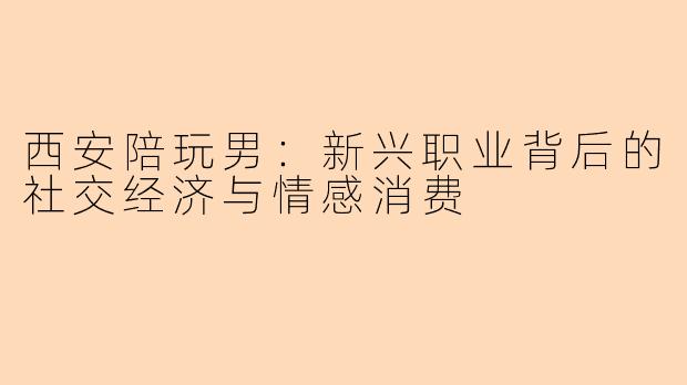 西安陪玩男：新兴职业背后的社交经济与情感消费