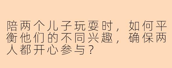 陪两个儿子玩耍时，如何平衡他们的不同兴趣，确保两人都开心参与？