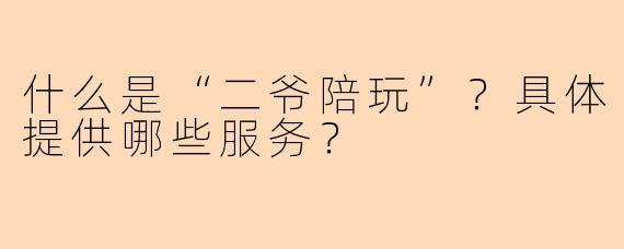 什么是“二爷陪玩”？具体提供哪些服务？
